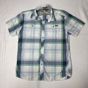 Eddie Bauer Men's Plaid Short Sleeve Button Travex Size Medium